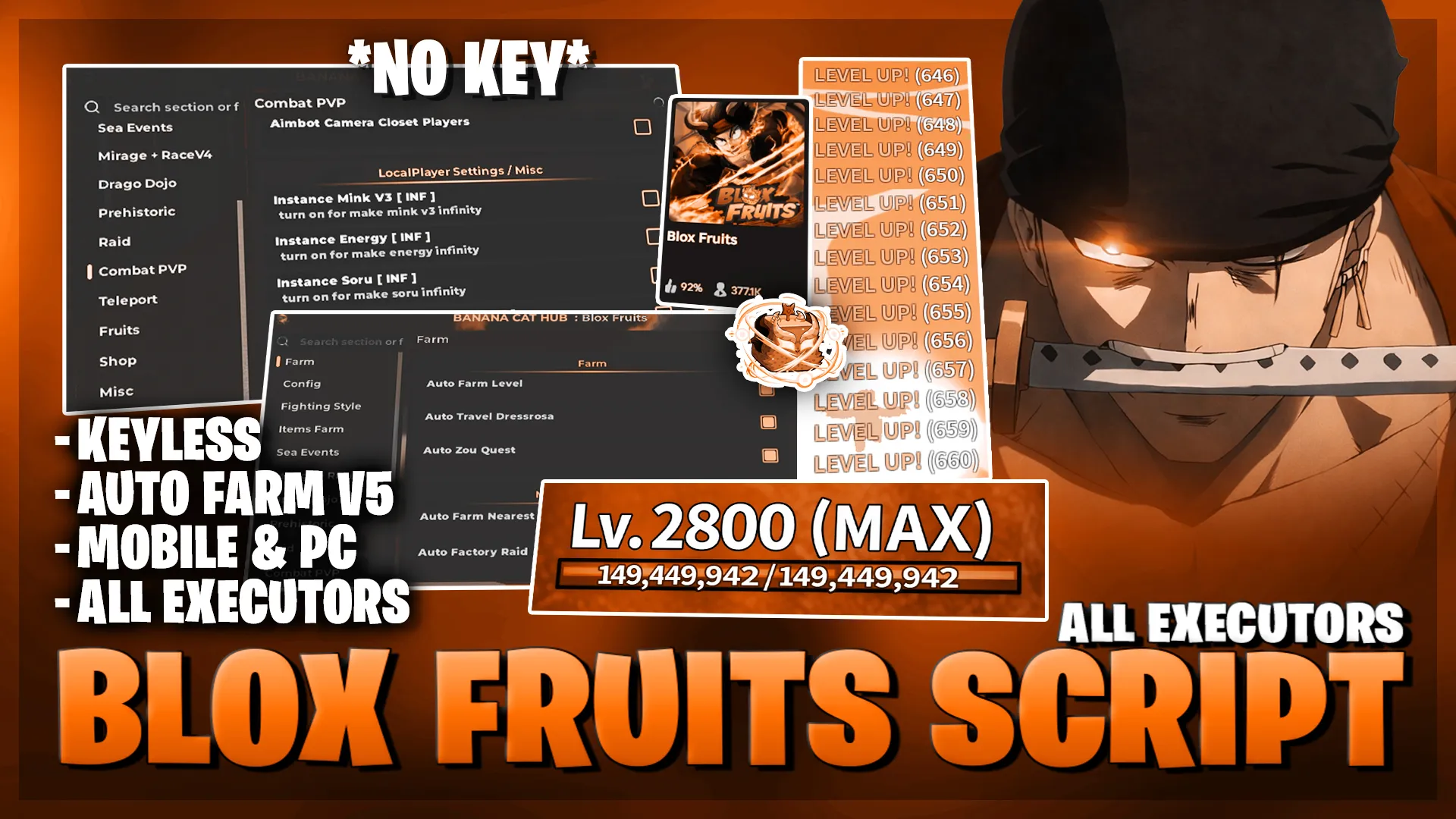 Blox Fruits Script — NO KEY, Auto Farm V5, Drag... Script preview